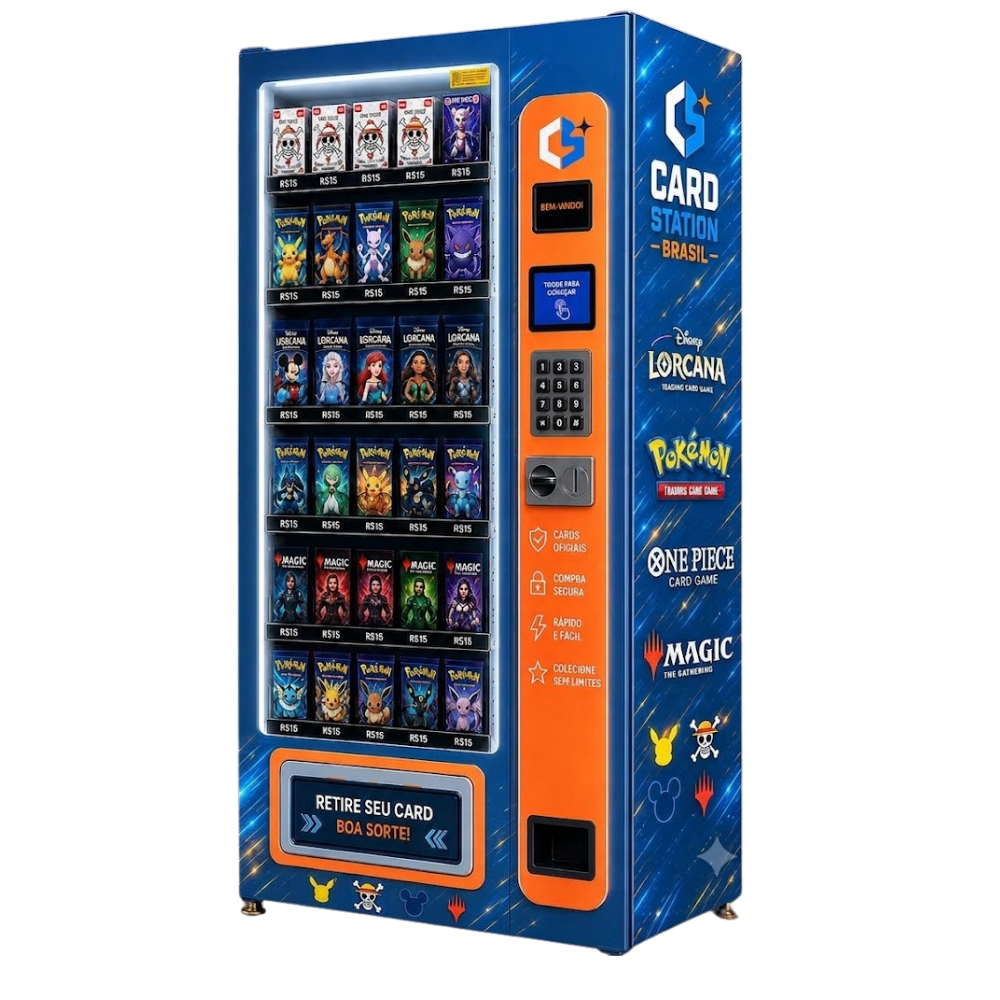 Estação de autoatendimento Card Station com cards colecionáveis